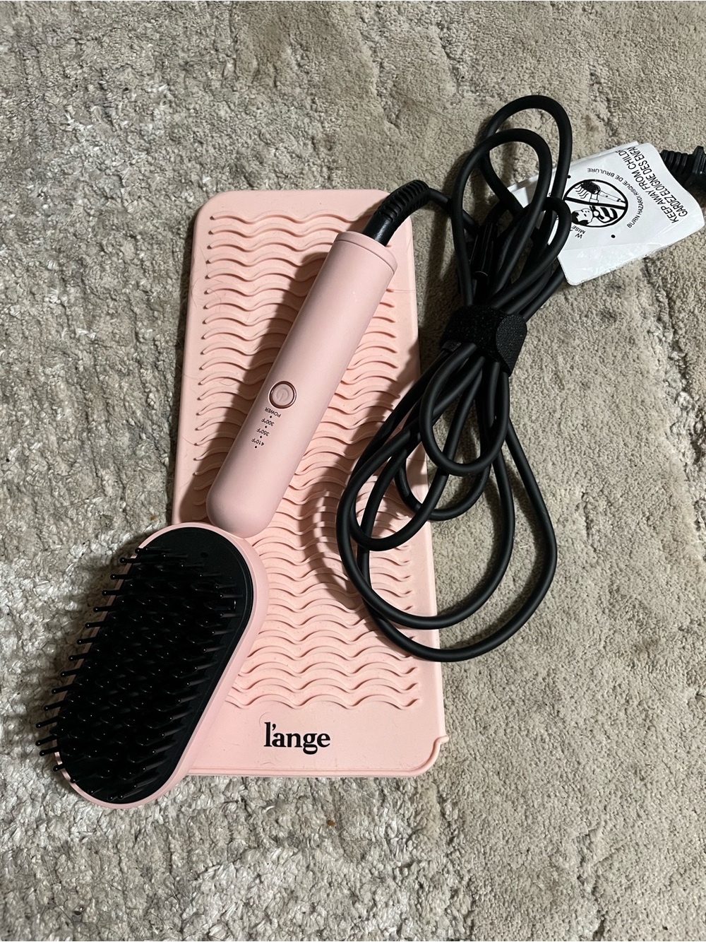 Bundle- L'ange Electric Hair Straightening Brush/Heat-resistant Mat and Storage